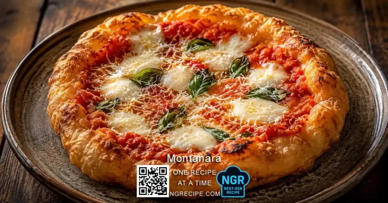 Traditional Neapolitan Montanara fried pizza with tomato sauce, melted mozzarella, Parmesan and fresh basil